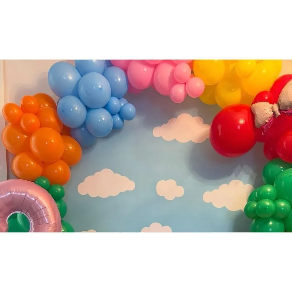 7.2 ft Round Arch Backdrop Cover Blue Sky White Clouds